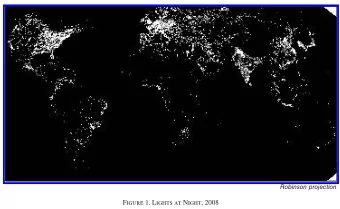 Figure 1. Lights at Night, 2008  1992  2008  Digital Number  High : 63  Low : 0  0  25  50  100  km