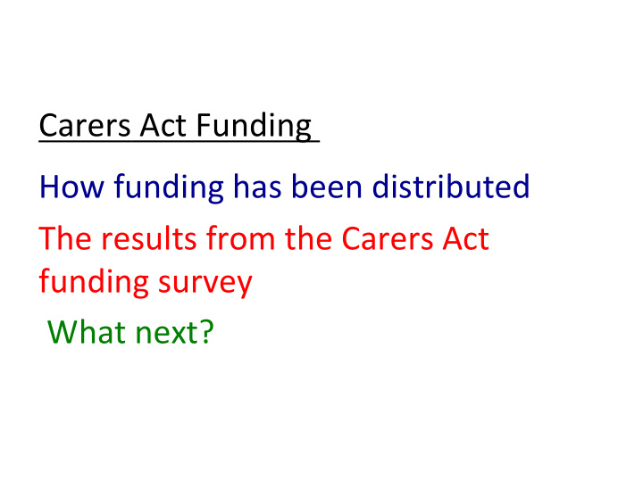 carers act funding