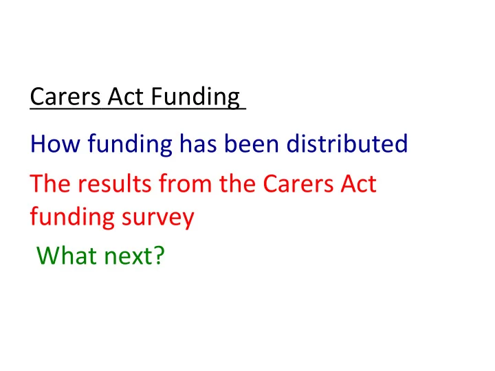 carers act funding