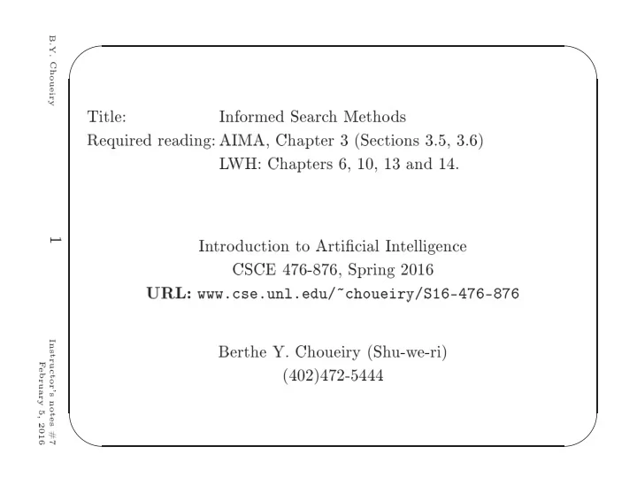 required reading aima chapter 3 se tions 3 5 3 6 choueiry