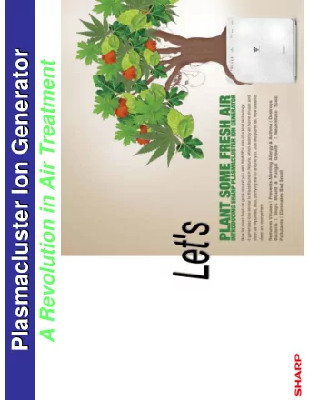 Plasmacluster Ion Generator  Plasmacluster Ion Generator  A Revolution in Air Treatment  Natures
