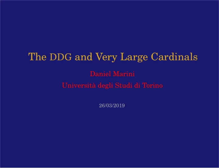 the ddg and very large cardinals