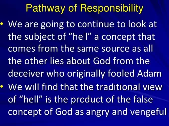 the subject of hell a concept that  comes from the same source as all  the other lies about