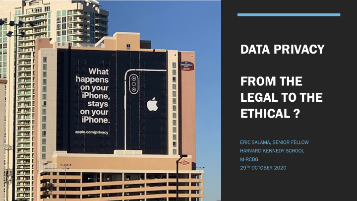 data privacy from the legal to the ethical