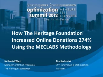 How The Heritage Foundation  Increased Online Donations 274%  Using the MECLABS Methodology
