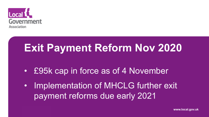 exit payment reform nov 2020