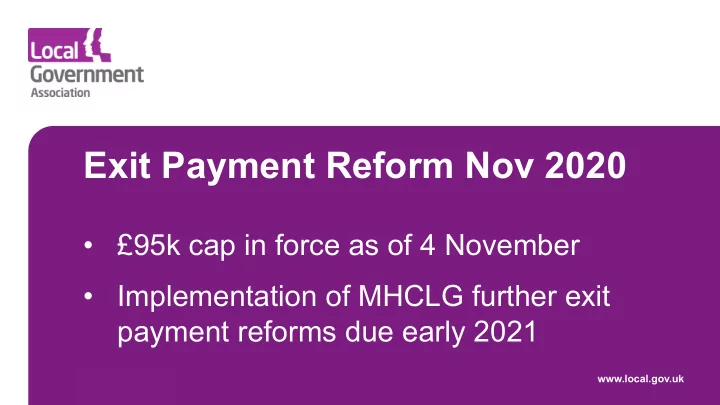 exit payment reform nov 2020