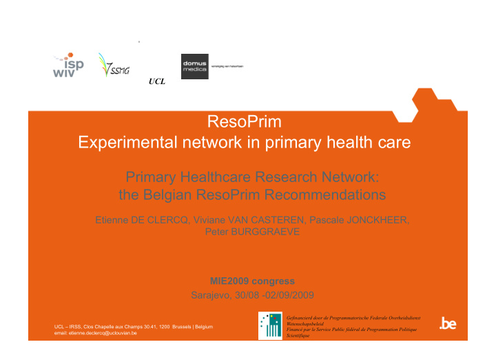 resoprim experimental network in primary health care
