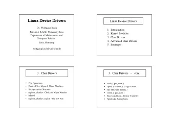 Linux Device Drivers  Linux Device Drivers  Dr. Wolfgang Koch  1.  Introduction  Friedrich Schiller