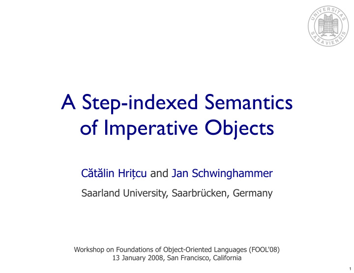 a step indexed semantics of imperative objects