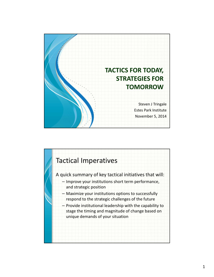 tactical imperatives