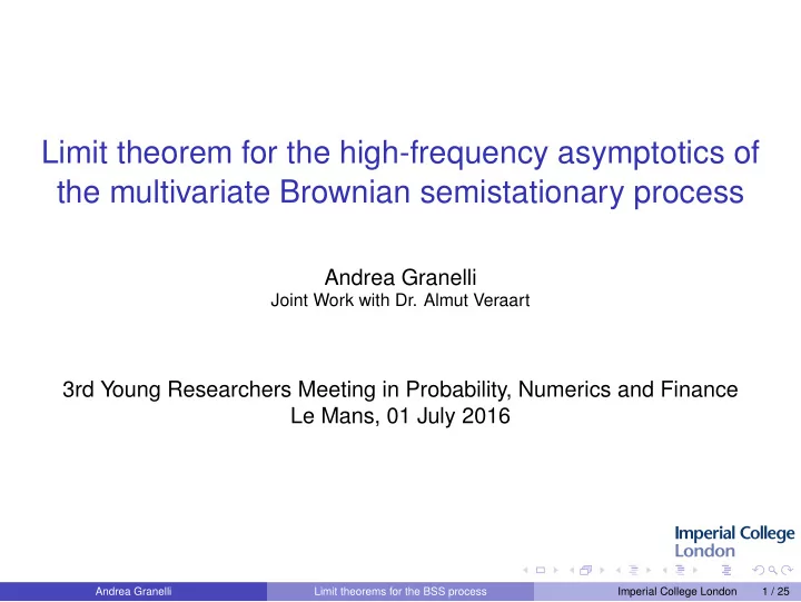 limit theorem for the high frequency asymptotics of the