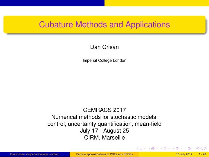 cubature methods and applications