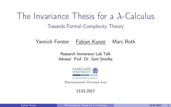 the invariance thesis for a calculus