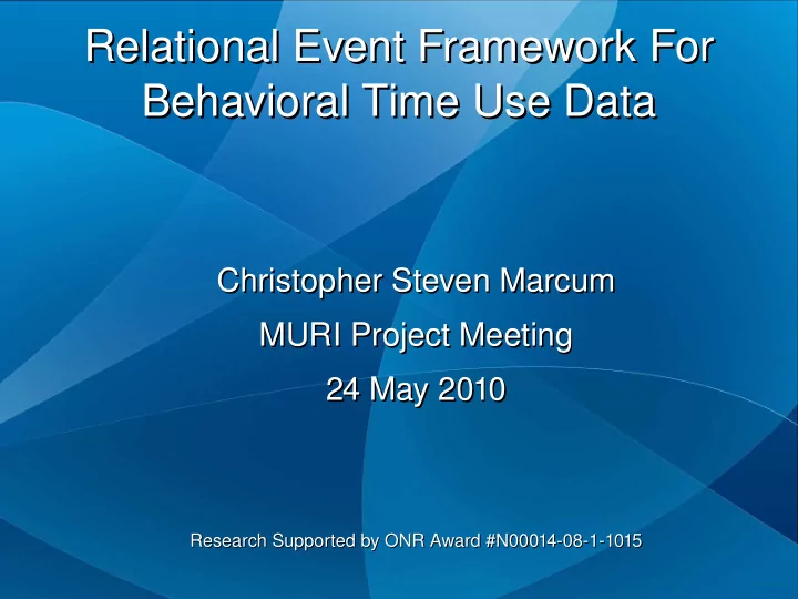 relational event framework for relational event framework