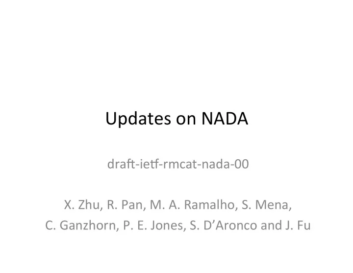 updates on nada