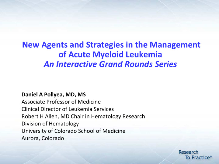 new agents and strategies in the management of acute