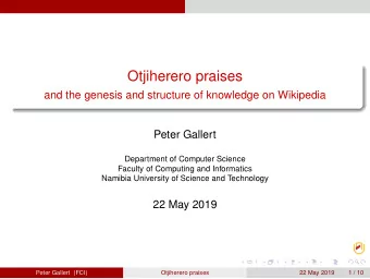 Otjiherero praises  and the genesis and structure of knowledge on Wikipedia  Peter Gallert