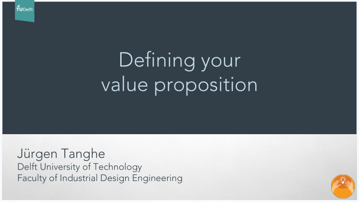 defining your value proposition