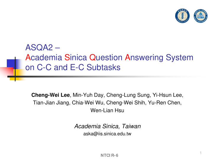 asqa2 academia sinica question answering system on c c