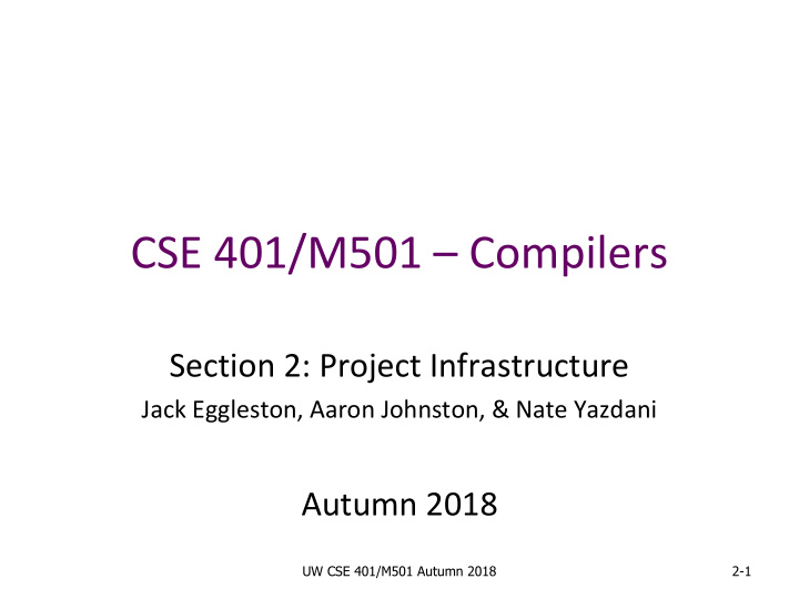 cse 401 m501 compilers