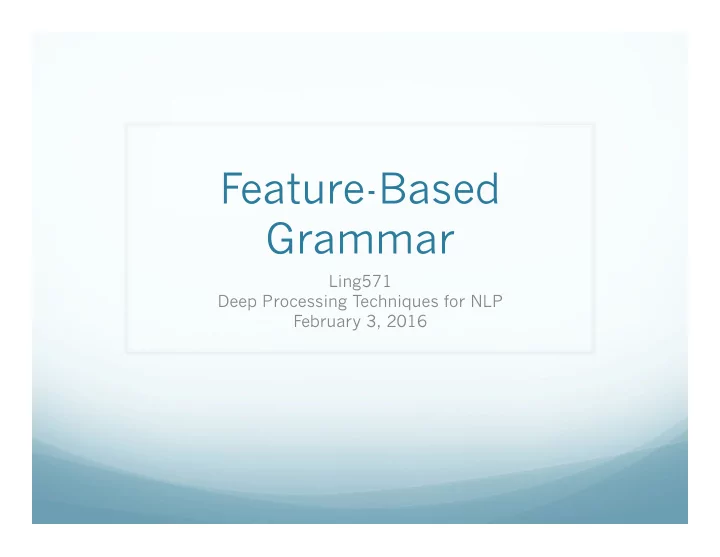feature based grammar