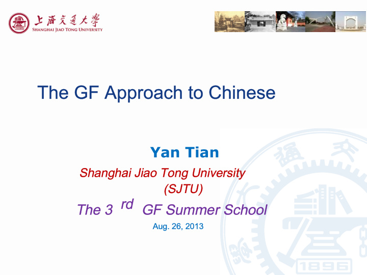 the gf approach to chinese the gf approach to chinese