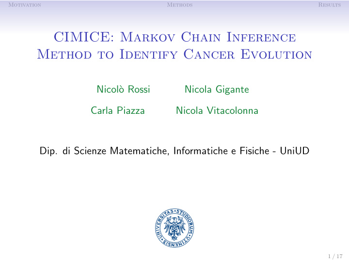 cimice markov chain inference method to identify cancer