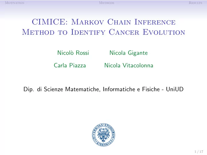 cimice markov chain inference method to identify cancer