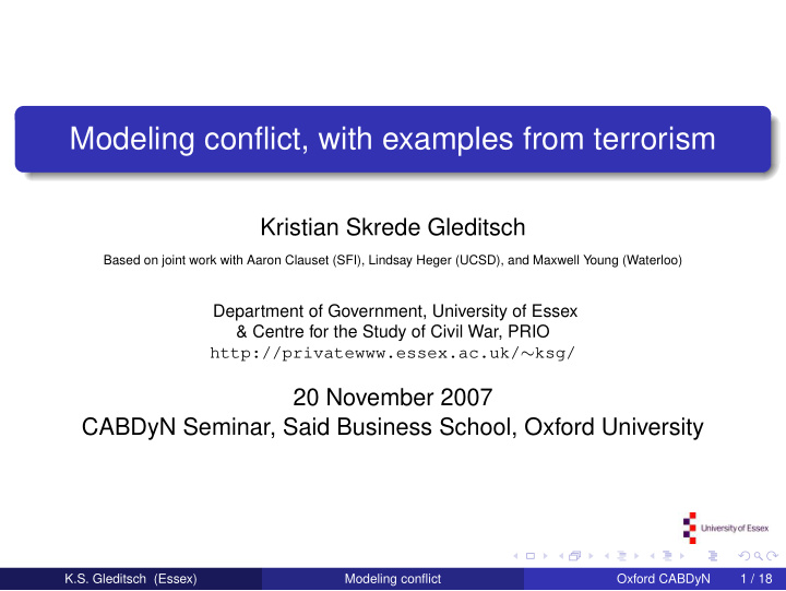 modeling conflict with examples from terrorism