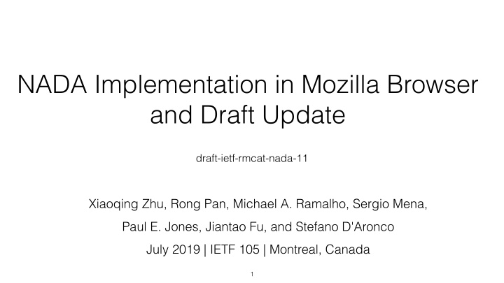 nada implementation in mozilla browser and draft update