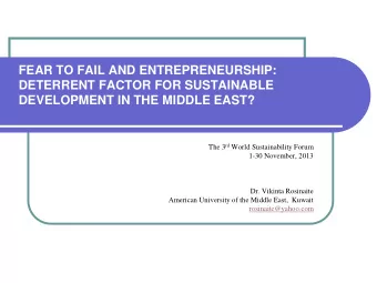 DETERRENT FACTOR FOR SUSTAINABLE  DEVELOPMENT IN THE MIDDLE EAST? The 3 rd World Sustainability