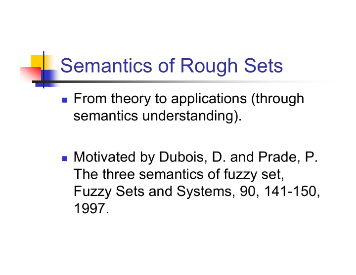 semantics of rough sets