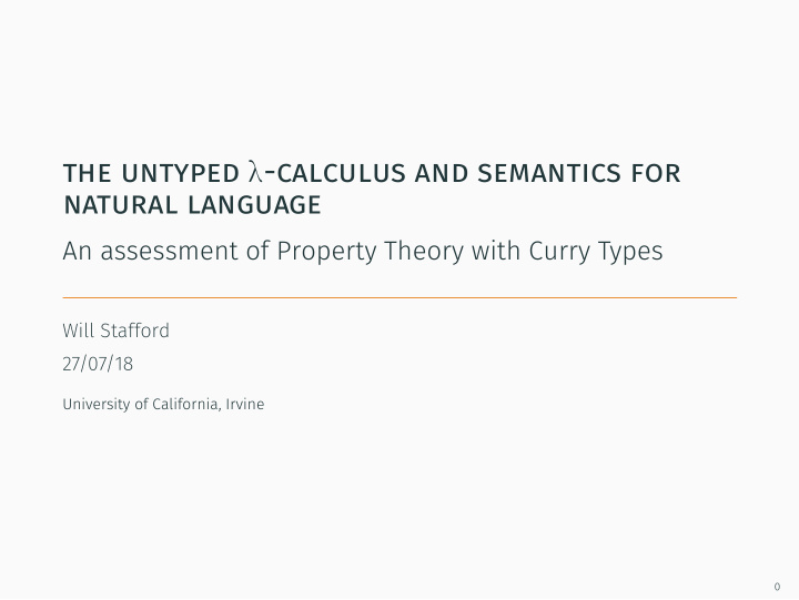 the untyped calculus and semantics for natural language