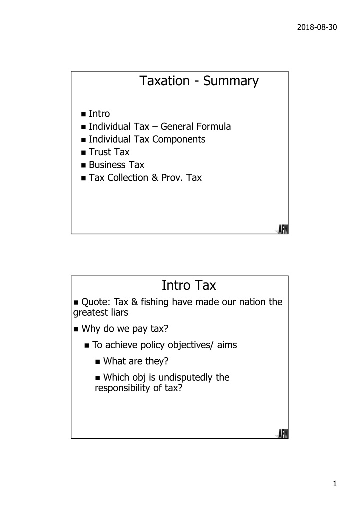 taxation summary