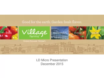 December 2015  Forward Looking Statements  This presentation contains certain &quot;forward looking