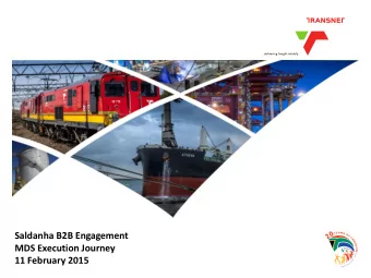 MDS Execution Journey  11 February 2015  1  Contents  MDS Strategy  Executing the Ports Act