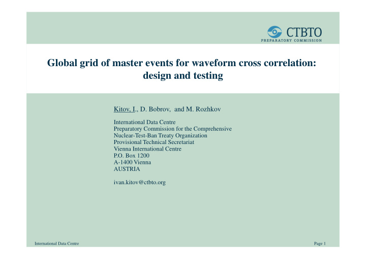 global grid of master events for waveform cross