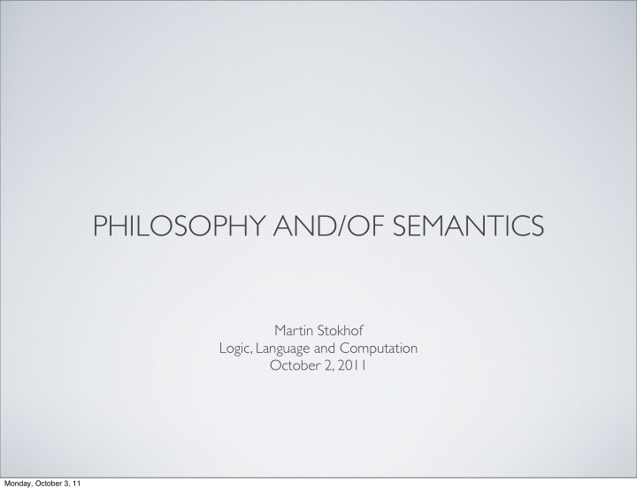 philosophy and of semantics