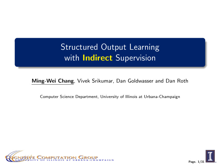 structured output learning with indirect supervision
