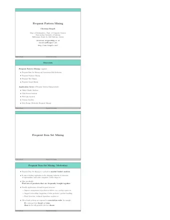 Frequent Pattern Mining  Christian Borgelt  Dept. of Mathematics / Dept. of Computer Sciences