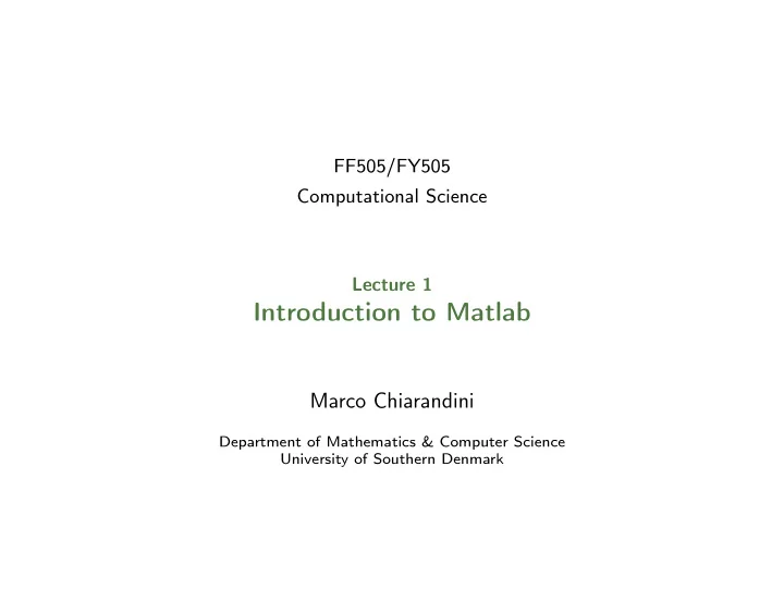 introduction to matlab
