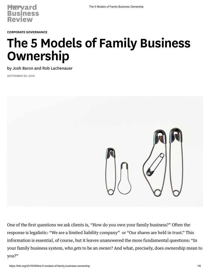 the 5 models of family business ownership