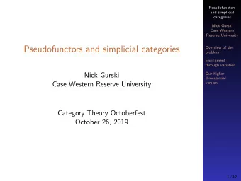 Pseudofunctors and simplicial categories  Overview of the  problem  Enrichment  through variation