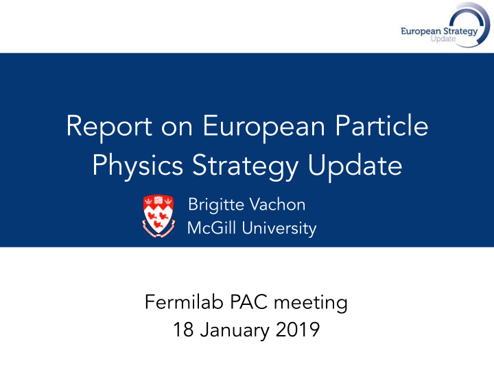 report on european particle physics strategy update