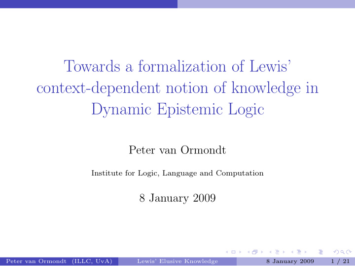 towards a formalization of lewis context dependent notion