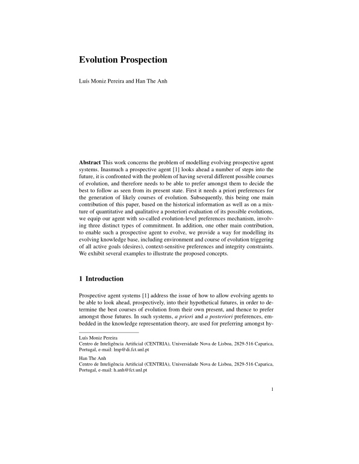 evolution prospection