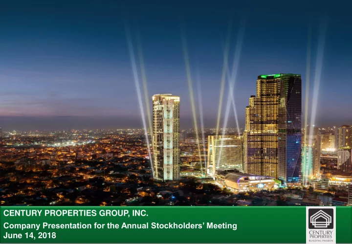 century properties group inc company presentation for the