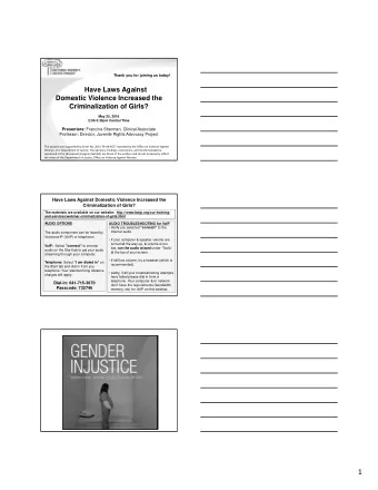 1 Francine Sherman Francine Sherman  2 Francine Sherman  Intersectional Disparities  61% of