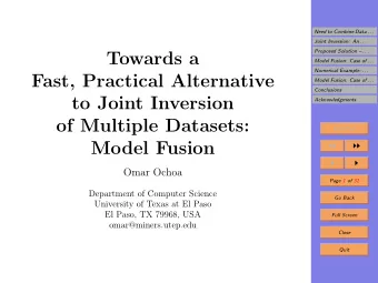 Towards a  Model Fusion: Case of . . .  Numerical Example: . . .  Fast, Practical Alternative